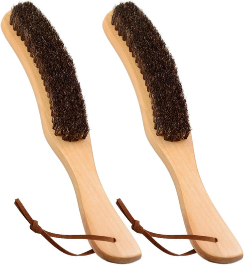 2 Pcs Horse Hair Brushes, Felt Hat Brush with Horse Bristle Lint Brush for Pet Hair Remover, Wood Handle