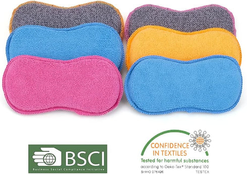 Pack 6 UPSTAR Dish Sponges Kitchen, Microfiber Cleaning Scrubber for Dishwashing, Sink, Basin and Multi-Pupose