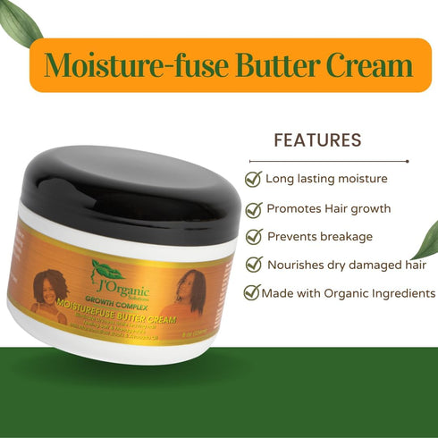 J'Organic Solutions Moisture Fuse Buttercream - Daily Hair Moisturizer with Marshmallow Root & Avocado Oil