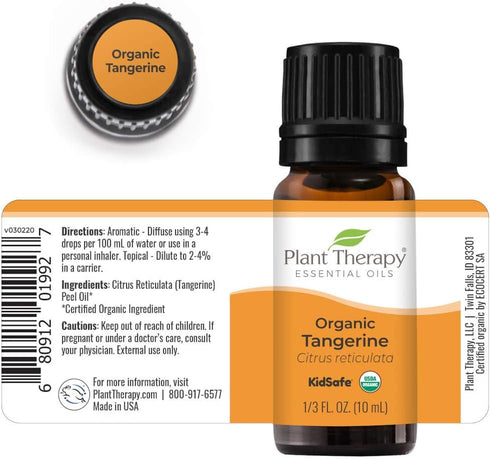 Plant Therapy Organic Tangerine Essential Oil 10 mL (1/3 oz) - 100% Pure, Undiluted Oil
