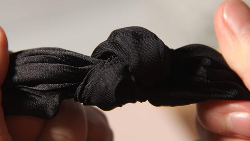 Pack of 2 Knotted Bow Hair Scrunchies - Elastic Hair Scarf Black Hair Ties Bands for Women and Girls