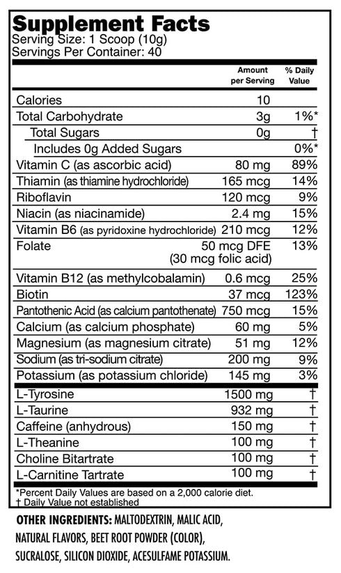 SNEAK Energy Drink Powder - Cherry Bomb, No Sugar, Natural Caffeine & Focus-Boosting Nootropics, 40 Servings