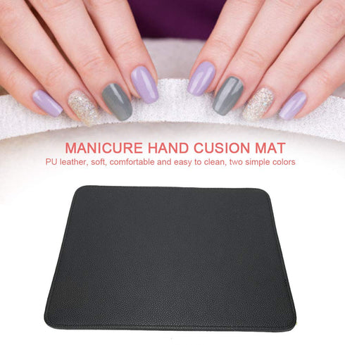 Manicure Mat, Reusable Hand Cushion Pad for Nail Art Desk Mat, Nail Salon Tools Accessory (Black)