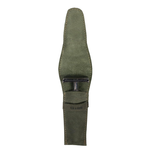 Hide & Drink Leather Safety Razor Case, Handmade Shaving Accessories, Dark Jade