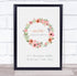 The Card Zoo New Baby Birth Details Christening Nursery Pink Flower Wreath Gift Print