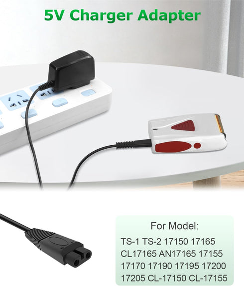 Replacement Charger for Andis 17150 17165 Shavers, ProFoil Lithium TS-1 TS-2 Compatible 5FT Cord