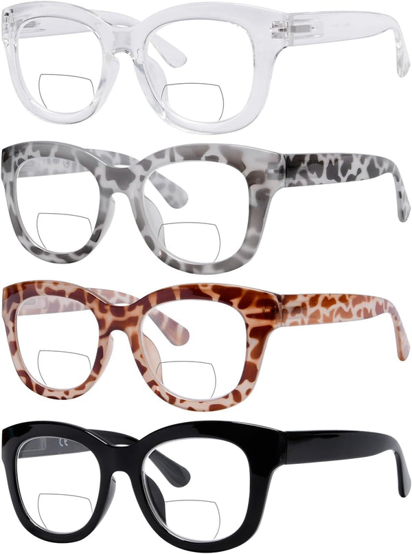 Eyekepper 4-Pack Bifocal Reading Glasses for Women - Large Frame +2.00 Readers