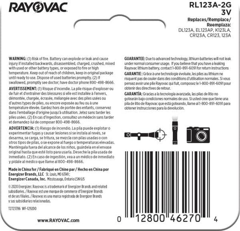 Rayovac 3V Batteries, Photo 3 Volt Battery Lithium, 2 Count