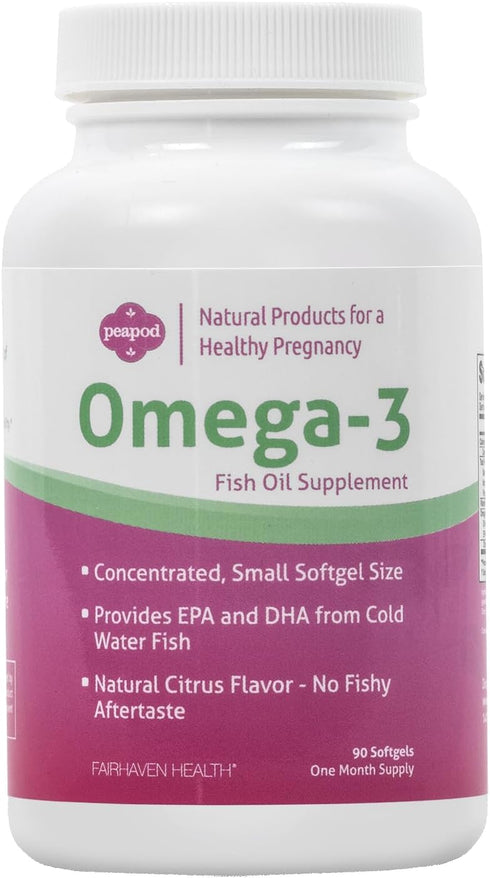 Fairhaven Health PeaPod Omega-3 Premium Fish Oil Supplement for Healthy Pregnancy, Citrus Flavor