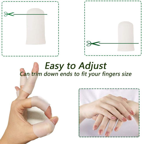 Gel Finger Protectors - Silicone Fingertips Caps for Finger Pain Relief, Trigger Finger, Arthritis (Medium)