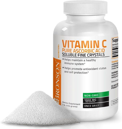 Vitamin C Powder Pure Ascorbic Acid, 1 Pound | Non-GMO Crystals for Healthy Immune System and Cell Protection