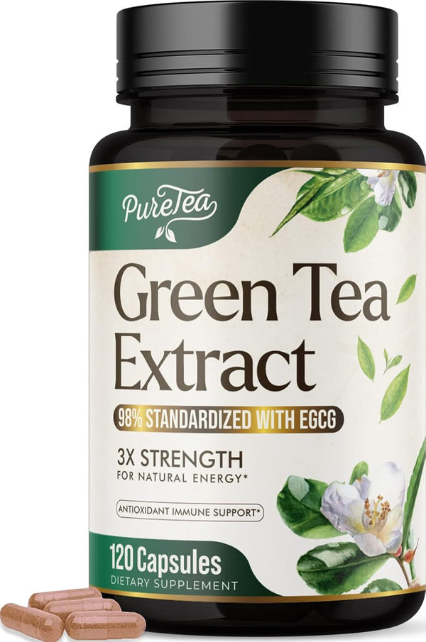 Green Tea Extract Pills 1000mg with EGCG - 120 Capsules for Heart Support & Natural Energy