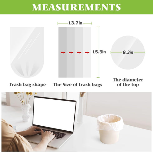 1 Gallon 110 Counts Strong Trash Bags - Clear Garbage Bags for Home Office Kitchen