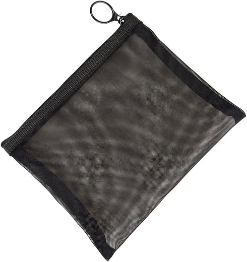 patu Zipper Mesh Bags, Size L/A5, 5 Pieces, Black Beauty Makeup Cosmetic Organizer, Travel Toiletry Kit