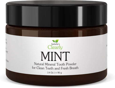 Isabella's Clearly Mint Remineralizing Tooth Powder, Natural Fluoride Free Toothpaste for Adults