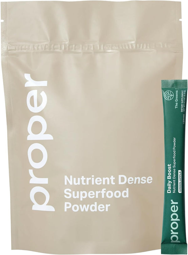 Proper, The Greens Daily Boost Organic Greens Powder. Whole Food, Apple Flavor