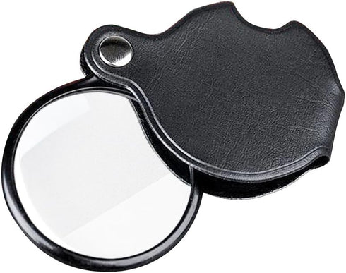 Mini Folding Pocket Magnifier with 10X Loupe, 60mm Diameter Lens for Reading, Hobby, Inspection, Black Sleeve