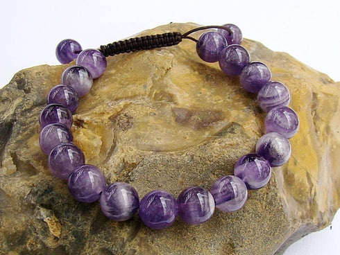 Certified Natural Amethyst Bracelet 8mm Beads - Healing, Peace, Love