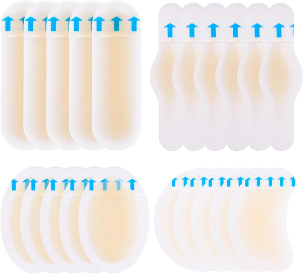 Satinior 24 Pieces Blister Pads Bandages, Waterproof Gel Guard Cushions for Fingers, Toes, and Heels