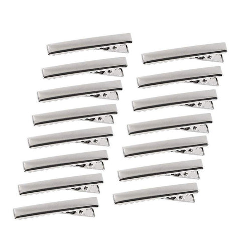 Silver Metal Alligator Hair Clips - 100 Pcs Flat Top with Teeth, 55mm, Hairdressing Salon Hairpins