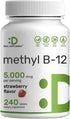 DEAL SUPPLEMENT Methyl B-12 Vitamins 5000 mcg, 240 Chewable Tablets, Strawberry Flavored, Energy Support