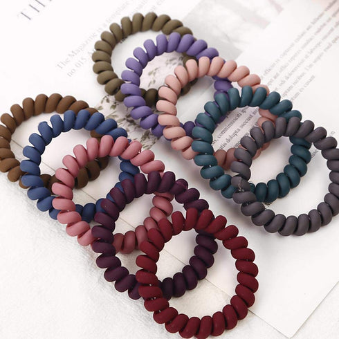 Spiral Hair Ties Set - 10 Piece Medium Coil Elastics for Thick Hair, Multicolor No-Crease Ties for Women and Girls