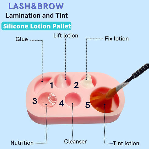 Lash Lift Brow Lamination Palette, DIY Eyelash Eyebrow Lifting Tray for Home Salon Use - 1000 Applications, Pink Black