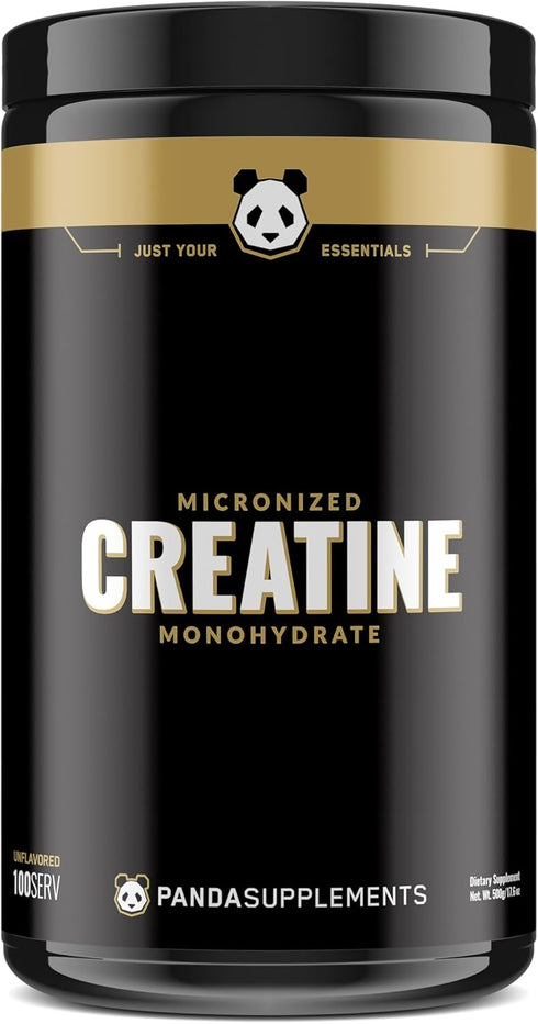 Panda Supps Micronized Creatine 5000mg, Unflavored Recovery Drink for Enhanced Muscle Mass and Performance (100