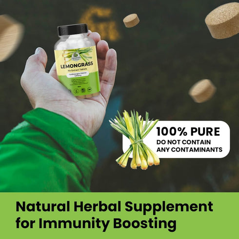 Lemongrass 10X Extract Tablets 1,000mg Each - Organic Cymbopogon Citratus Antioxidant Supplement for Immunity Boosting