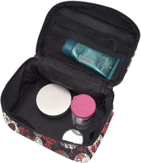 Travel Cosmetic Bag Pouch Case Organizer for Women - Color Sugar Skull