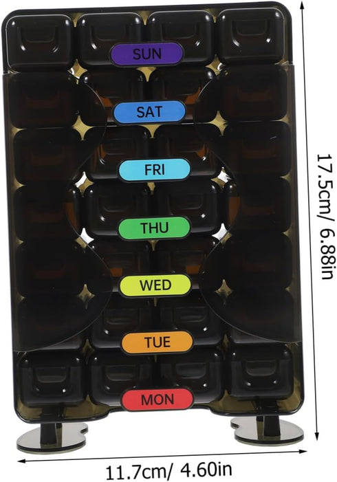HAKIDZEL Portable Weekly Pill Organizer with Compartments Travel Medicine Storage Case for Daily Vitamins