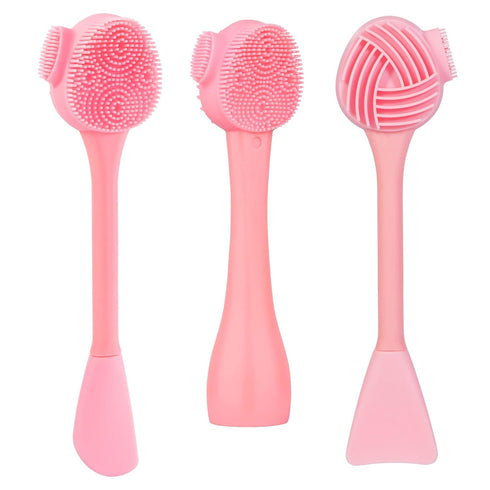 Silicone Facial Cleansing Brush, Beomeen 4 in 1 Handheld Face Scrubber for Gentle Exfoliating