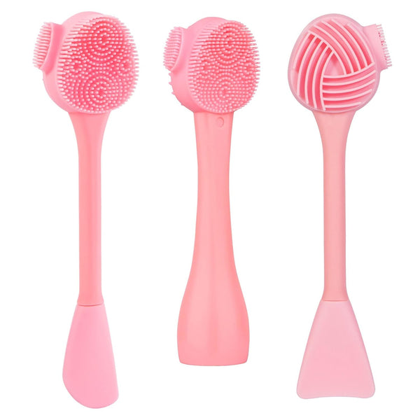 Silicone Facial Cleansing Brush, Beomeen 4 in 1 Handheld Face Scrubber for Gentle Exfoliating