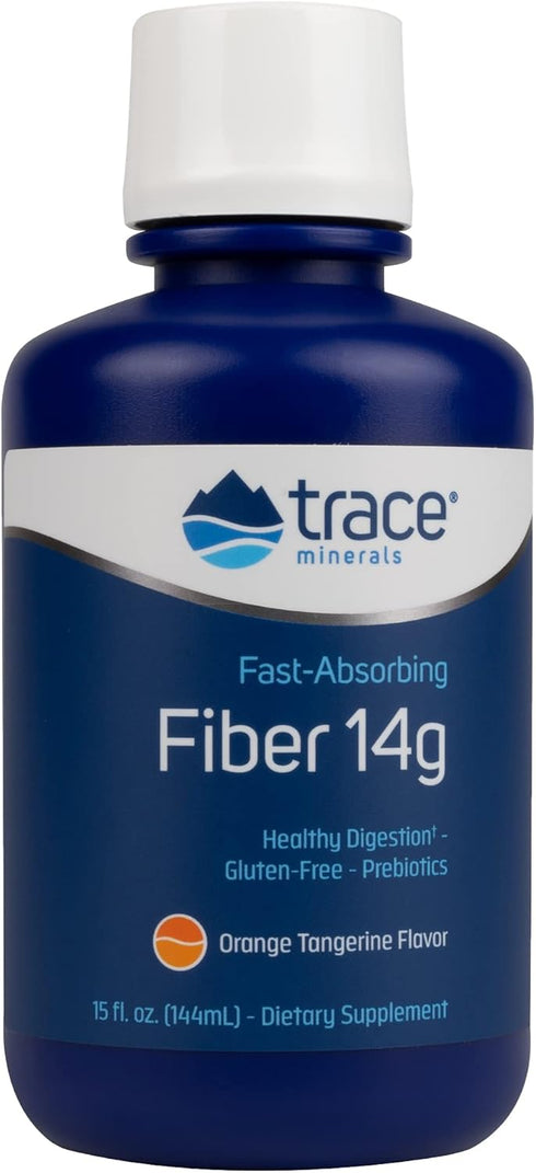 Trace Minerals Fast Absorbing Fiber Liquid Supplement, 14g, Gluten Free, Orange Tangerine Flavor, 15 oz