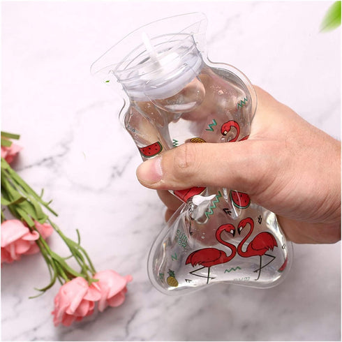 SKUZA 1PC Hot Water Bottle,Winter Portable Transparent Hot Water Bottle Warm Cartoon Hand Warmer Filled Mini