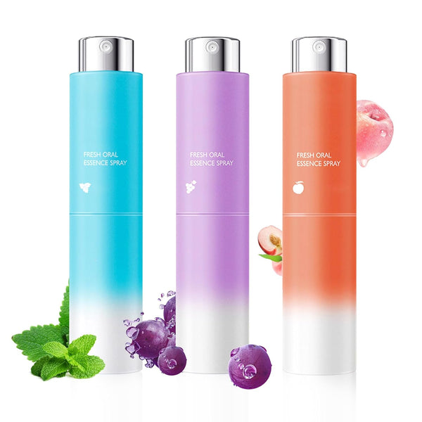 QSLYUYUAN 3PCS Breath Fresheners,Peach,Grape,Mint Flavors Fresh Breath Spray for Oral Care,Travel Size Mouth