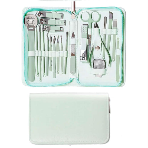Professional Nail Clipper Pedicure Set | 22 Pieces Manicure Kit with Luxurious Travel Case, Gifts for Men and Women