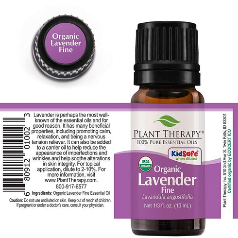 Plant Therapy Organic Lavender Fine 10 mL (1/3 oz) - 100% Pure USDA Certified, Therapeutic Grade