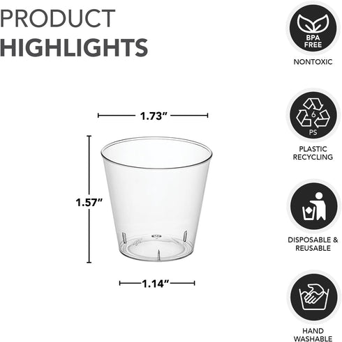 Party Essentials 50 Count Hard Plastic Shot Glasses, 1-Ounce, Clear