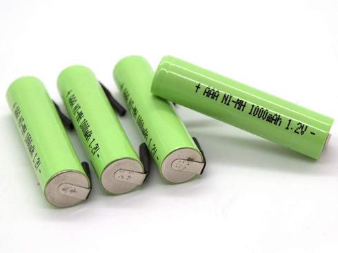 YUTSUJO (4-Pack) 1.2V 1000mAh AAA Ni-MH Rechargeable Battery with Solder Tabs for Waterpik Toothbrush Electric Razors