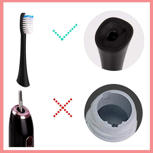 2 Pcs Electric Toothbrush Heads for BTFO 1741-01, Black Replacement Brush Heads