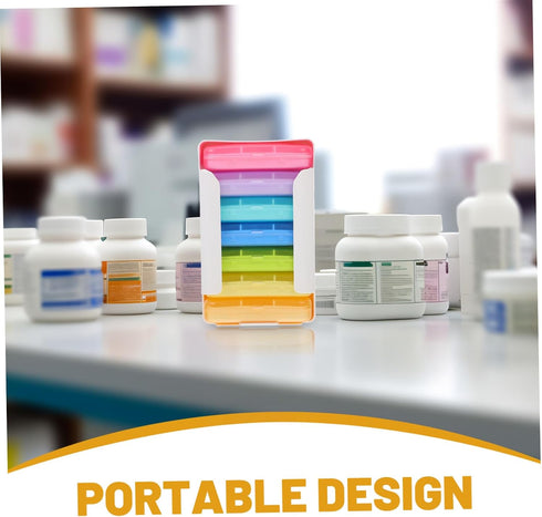 HAKIDZEL Portable Weekly Medicine Organizer Box Compact Pill Case with Compartments Travel-Friendly Plastic Holder