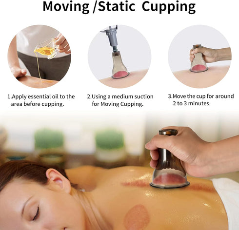 Cupping Therapy Set - 18 Massage Cups for Pain Relief, Physical Therapy Cupping Kit with Vacuum Pump
