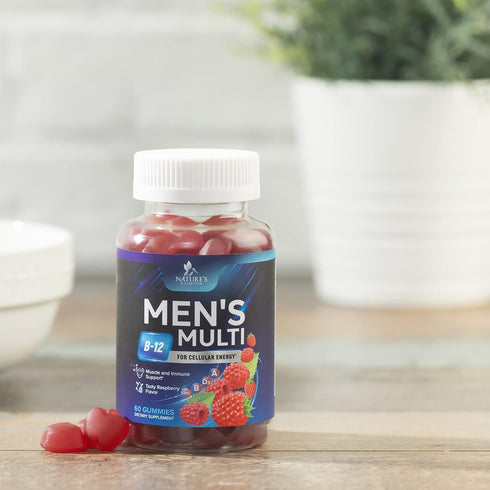 Nature's Multivitamin for Men Gummies, 60 Berry Flavored Gummies with Vitamins A, C, D, E, B6, B12 & Zinc