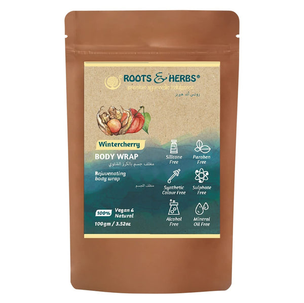 ROOTS AND HERBS Ayurvedic Body Wrap Shower Powder for Women & Men - Vegan, Paraben Free, No SLS