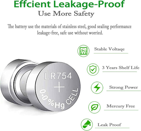AG5 LR754 309 393 SR754 SR754 Battery Alkaline Button Cell Battery (10 Count)