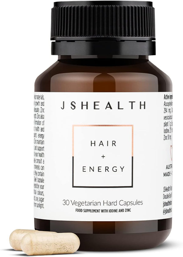 JSHealth Vitamins Hair and Energy Formula Hair Growth Vitamins | Hair Vitamins for Women and Men with Zinc and Iodine -