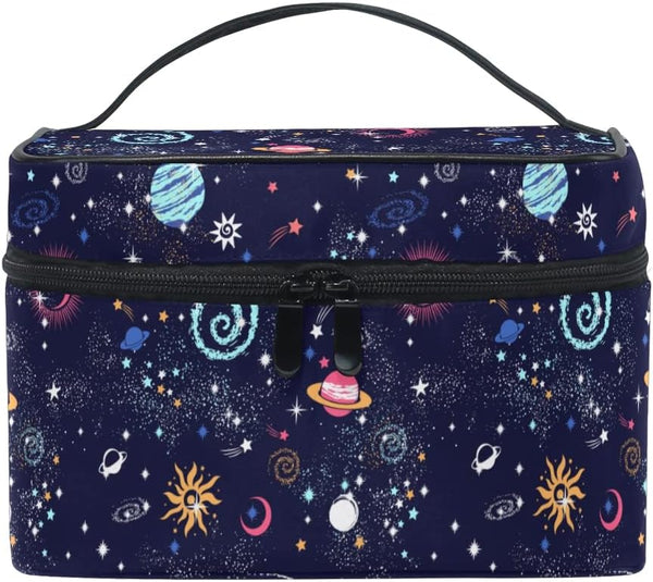 Makeup Bag, Space Galaxy Travel Organizer, Cosmetic Cases for Girls and Women