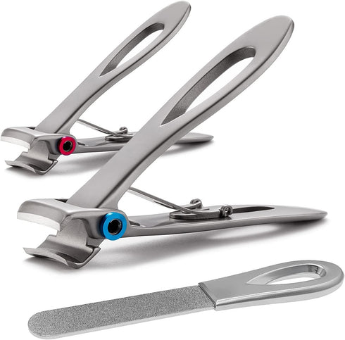 Large and Small Nail Clippers Set, Heavy Duty Stainless Steel Toenail Clippers for Thick Toenails, Men & Women