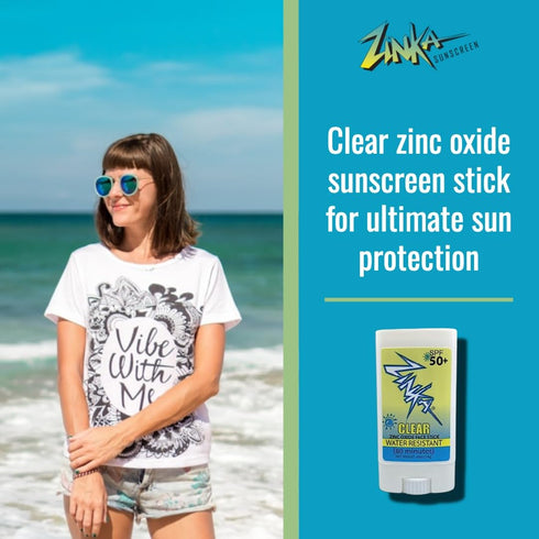 Zinka Clear Zinc Oxide Sunscreen Stick SPF 50 - Travel-Friendly, Non-Greasy, Water-Resistant